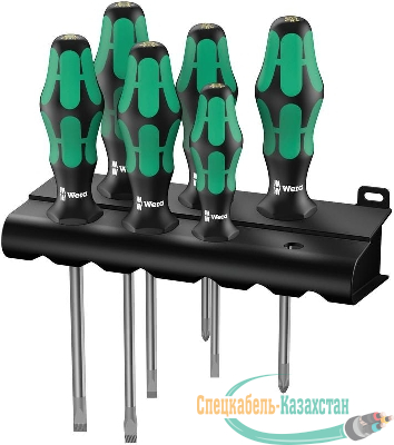 Набор отверток 334/6 Rack Kraftform Plus Lasertip 6 предметов (PH 1х80/2х100; SL 0.5х3.0х80/0.8х4.0х100/1.0х5.5х125/1.2х6.5х150) Wera WE-105650