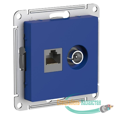 Розетка компьютерная + телевизионная 2-м AtlasDesign RJ45 кат.5E аквамарин SE ATN001189