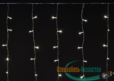 Гирлянда "Бахрома" 4.5х0.7м 200LED тепл. бел. IP44 провод прозр. 230В мерцание транзит IEK LGDU321-1-200-L3-T-S-44