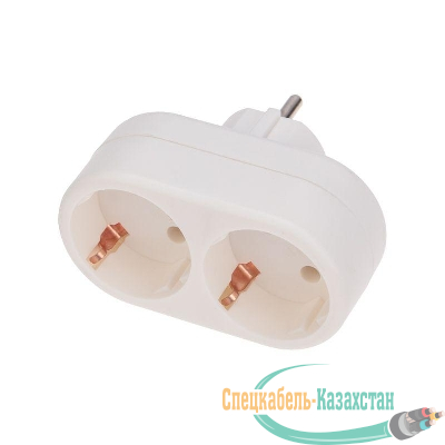 Разветвитель 2-м с заземл. 16А IP20 бел. Rexant 11-1075