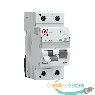 Выключатель автоматический дифференциального тока 2п (1P+N) C 16А 30мА тип AC 6кА DVA-6 Averes EKF rcbo6-1pn-16C-30-ac-av