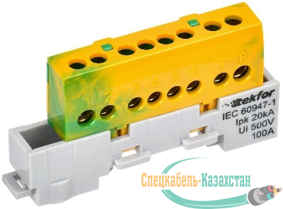 Шина PE "земля" изол. на универс. держ. 6х9-8-ЖЗ TEKFOR IEK TF-NN10-08-KL-K52