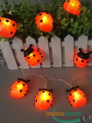Гирлянда декоративная "Божья коровка" 6x5см 20LED на солнечной батарее бел. дл.4м (2+2м) аккумулятор АА NI-MH 600мА.ч КОСМОС KOC_SOL110