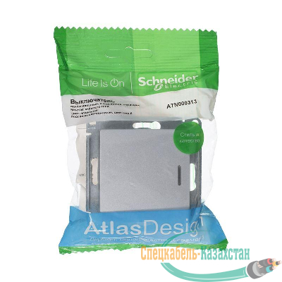 Механизм выключателя 1-кл. ATLAS DESIGN с подсветкой (сх.1а) 10АХ алюм. SchE ATN000313