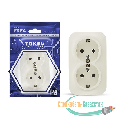 Розетка 2-м ОП Frea 16А IP20 250В с заземл. АБС-пластик беж. TOKOV ELECTRIC TKE-FR-R2Z-C02