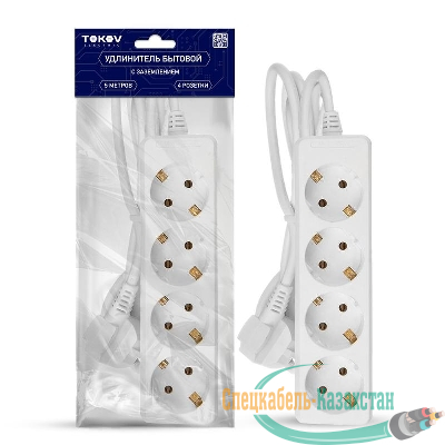 Удлинитель 4х5м с заземл. 16А 3х1 TOKOV ELECTRIC TKE-C01-BU4-5-1-Z