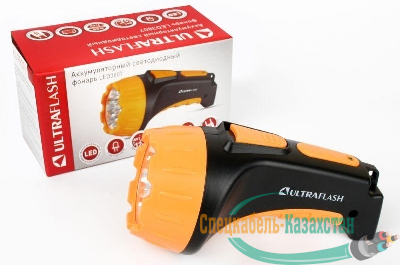 Фонарь аккумуляторный LED3807 7LED 2 режима аккум. SLA 220В пластик. черн./желт. (кор.) Ultraflash 9216