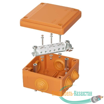 Коробка ответвительная FS 100х100х50мм 6р 450В 6А 4кв.мм с каб. вводами и клеммн. IP56 пластик. DKC FSB11604