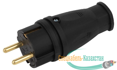 Вилка VX10-B-IP44 16А IP44 прямая с заземл. каучук черн. ЭРА Б0055414