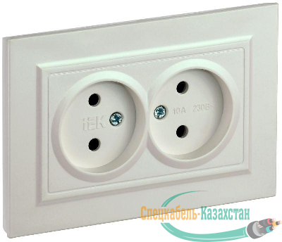 Розетка 2-м СП BRITE РС12-2-БрЖ 10А в сборе без заземл. без защ. шторок жемчуж. IEK BR-R20-10-K36-F