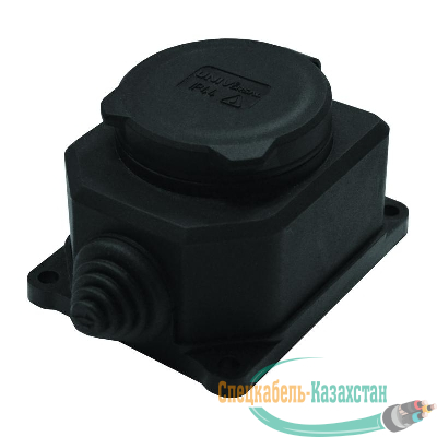 Розетка настенная 1-м 1ф "КОМПАКТ" с загл IP44 16А каучук черный UNIVersal 3032