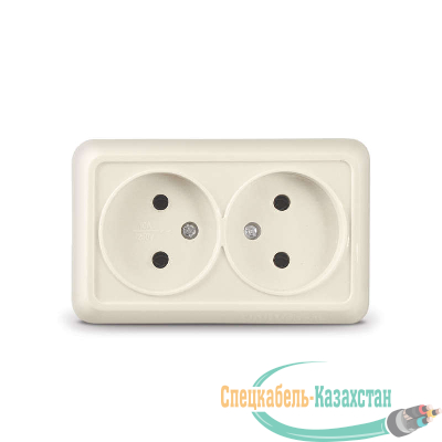 Розетка 2-м ОП Олимп 16А IP20 беж. Universal Б-О0102