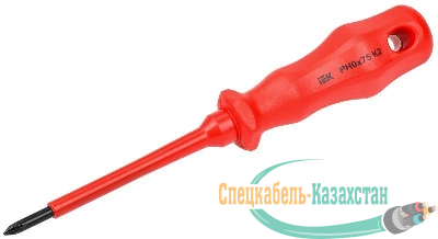 Отвертка диэлектрическая крестовая Ph0х75мм K2 1000В ARMA2L 3 IEK A2L3-SC30-K2-PH-00-075