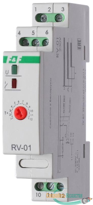 Реле времени RV-01 (задержка вкл. (1..120сек) 230В 16А 1перекл. IP20 монтаж на DIN-рейке) F&F EA02.001.007