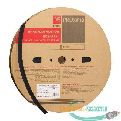Трубка термоусадочная ТУТ нг 30/15 черн. (уп.50м) EKF tut-30-b