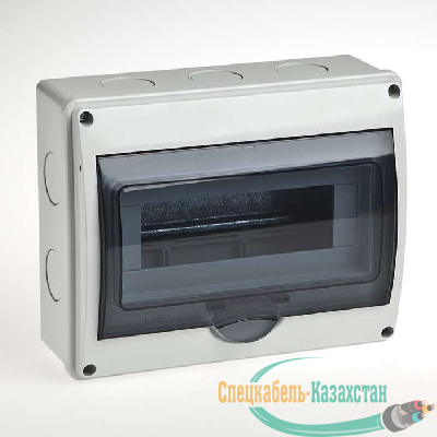 Бокс ОП Тусо 10мод. (4в) IP65 сер./дым. двер. Рувинил 69011