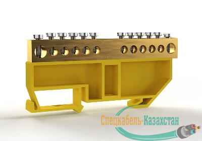 Шина PE "земля" на DIN-изоляторе 8х12мм 12 отвер. латунь TOKOV ELECTRIC TKE-BCB-812-12-DIN/PE