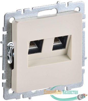 Розетка компьютерная двойная СП RJ45 кат.5E BRITE РК10-2-БрКр механизм беж. IEK BR-K20-1-K10