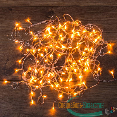 Гирлянда светодиодная универсальная 100LED тепл. бел. 10м провод прозр. с контроллером Neon-Night 303-063