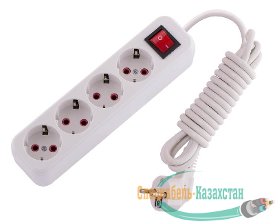 Удлинитель 4х3м с заземл. 16А IP20 с выкл. Lezard 720-0403-402