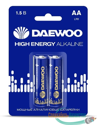 Элемент питания алкалиновый AA/LR6 1.5В High Energy Alkaline 2021 BL-2 (уп.2шт) DAEWOO 5030299
