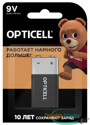 Элемент питания алкалиновый "крона" 6LR61 9В (блист. 1шт) Basic Opticell 5051003