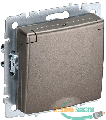 Розетка BRITE РСбш10-3-44-БрШ 16А IP44 с заземл. защ. шторки с крышкой механизм шампань IEK BR-R16-16-44-K37