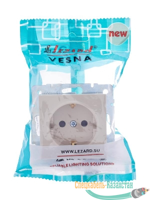 Розетка 1-м СП Vesna с заземл. защ. шторки ПБТ механизм крем. LEZARD 742-0388-124B