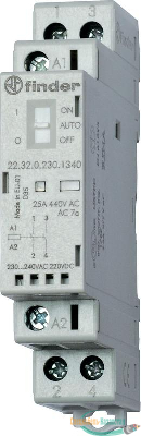 Контактор модульный 2NO 25А AgSnO2 24В АС/DC 17.5мм IP20 опции: мех. индикатор + LED FINDER 223200244320