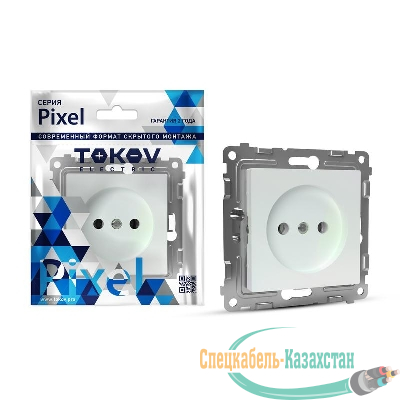 Розетка 1-м СП Pixel 16А IP20 без заземл. защ. шторки механизм перламутр. TOKOV ELECTRIC TKE-PX-R1SF-C04