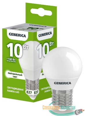 Лампа светодиодная G45 10Вт шар 4000К E27 230В GENERICA LL-G45-10-230-40-E27-G
