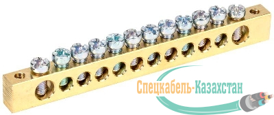 Шина PEN "земля-ноль" 8х12мм 12/2 (12групп/крепеж по краям) IEK YNN21-12-100