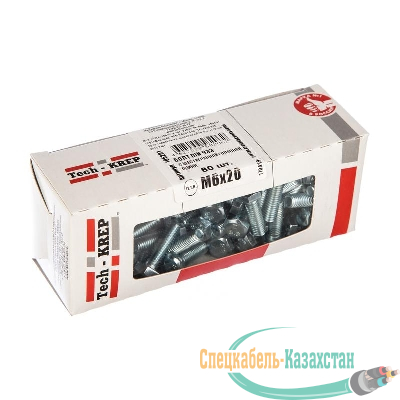 Болт DIN933 с шестигранной головкой М6х20 оцинк. (уп.80шт) Tech-KREP 105201