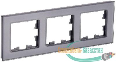 Рамка 3-м BRITE РУ-3-2-БрСе стекло сер. IEK BR-M32-G-K03