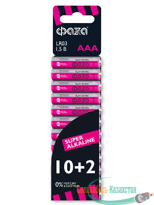 Элемент питания алкалиновый LR03 Super Alkaline SBL-10+2 (уп.12шт) ФАZА 2854612