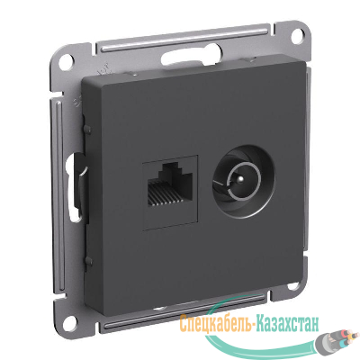 Розетка компьютерная + телевизионная 2-м AtlasDesign RJ45 кат.5E базальт SE ATN001489