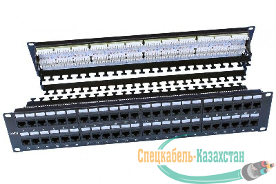 Патч-панель PP3-19-48-8P8C-C6-110D 19дюйм 2U 48 портов RJ45 кат.6 Dual IDC ROHS черн. (задн. каб. организат. в компл.) Hyperline 246108