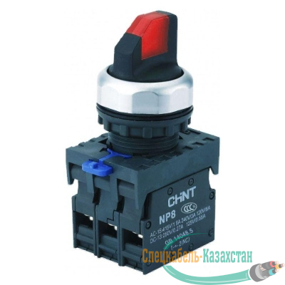 Переключатель с подсветкой NP8-11XD/214 2 полож. с фиксацией 1НО+1НЗ красн. AC 110В-230В(LED) IP65 (R) CHINT 667150