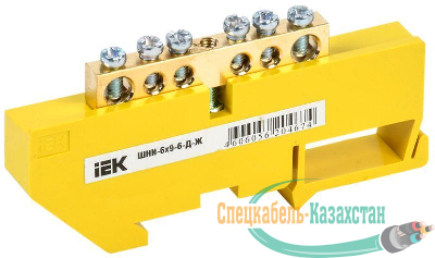 Шина PE "земля" на DIN-изоляторе ШНИ-6х9-6-Д-Ж ИЭК YNN10-69-6D-K05