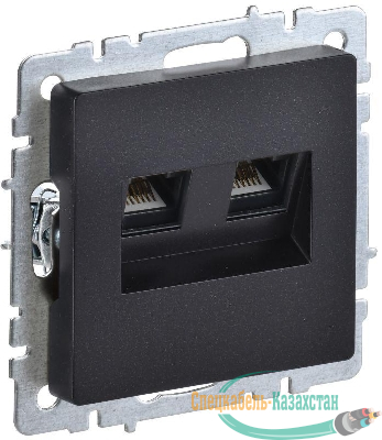 Розетка компьютерная двойная СП RJ45 кат.5E BRITE РК10-2-БрЧ механизм черн. IEK BR-K20-1-K02