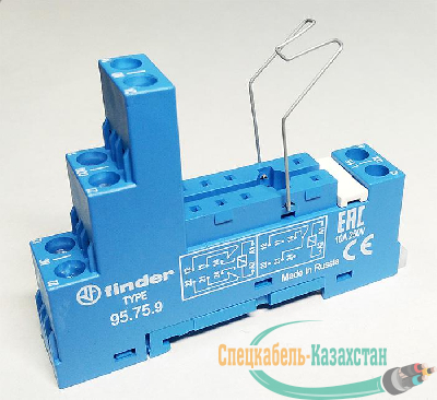 Розетка с винт. клеммами (с зажимной клетью) для реле 40.51 40.52 40.61 40.62 модули 99.01 в комплекте металлич. клипса 095.71 син. FINDER 95759SMA