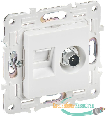 Розетка двойная TV+RJ45 кат.5E SKANDY SK-A14W арктич. бел. IEK SK-AK20-1-K01