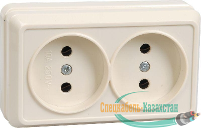 Розетка 2-м ОП Октава 10А IP20 без заземл. крем. IEK ERO20-K33-10-DC