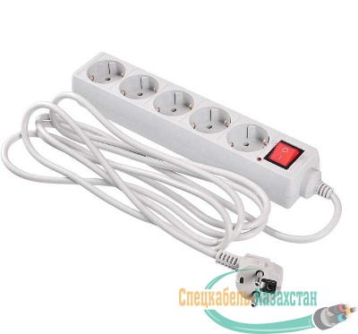 Удлинитель с сетевым фильтром 5х3м с заземл. 7А IP20 500SL-3-G CCA 3х0.75 сер. BURO 354124
