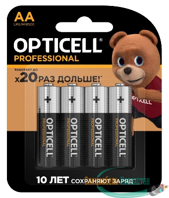 Элемент питания алкалиновый AA/LR6 (блист. 4шт) Professional Opticell 5052001