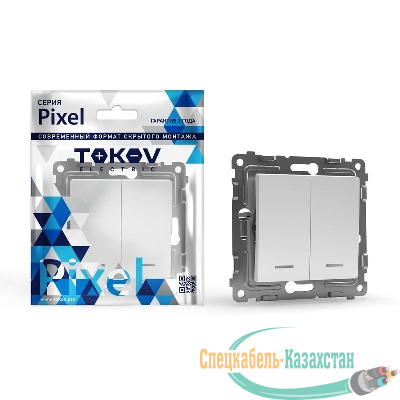 Выключатель 2-кл. СП Pixel 10А IP20 с индикатором механизм бел. TOKOV ELECTRIC TKE-PX-V2I-C01