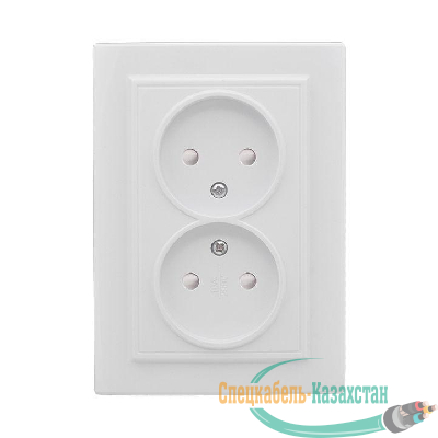 Розетка 2-м СП Минск 10А защ. шторки без заземл. бел. Basic EKF ERR10-102-100
