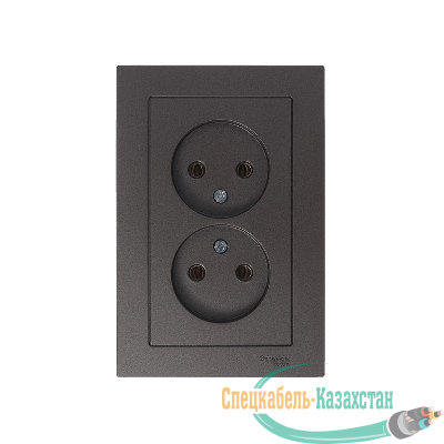 Розетка 2-м ATLAS DESIGN без заземл. 16А в сборе мокко SchE ATN000620