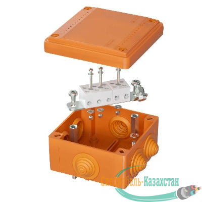 Коробка ответвительная FS 100х100х50мм 5р 450В 20А 10кв.мм с каб. вводами и клеммн. IP55 пластик. DKC FSB11510