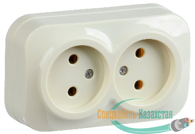 Розетка 2-м ОП GLORY РС22-2-ХК 10А без заземл. крем. IEK ERH20-K33-10